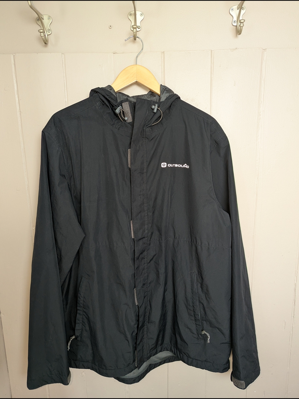 Men's Black Hooded Rain Jacket